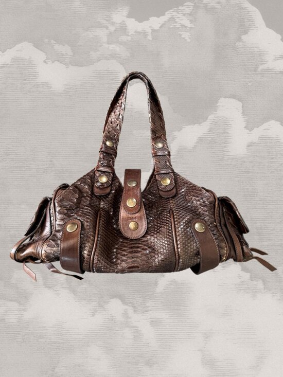 Chloe Handbags - CHLOE Silverado Handbag Shoulder Bag Brown Snakeskin Leather exotic skin Y2K